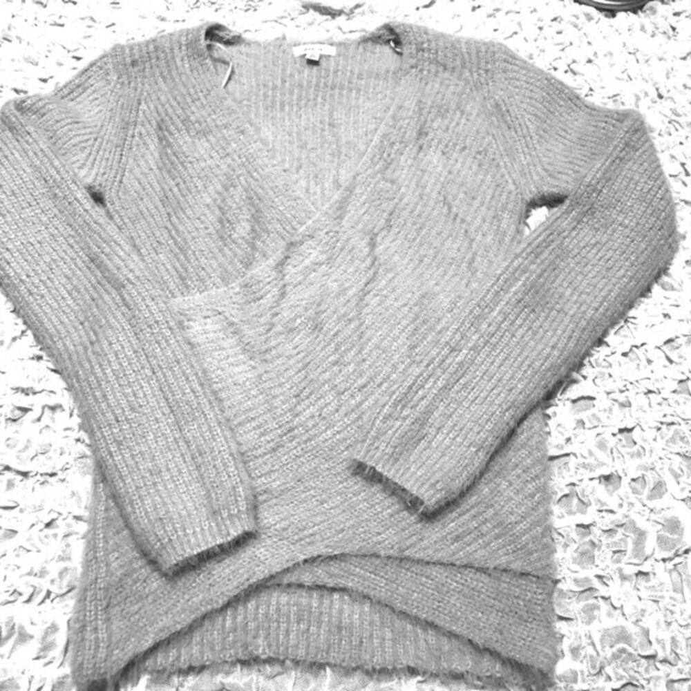 Debut grey  sweater women front  wrap cotton long sleeve sweater size S/M